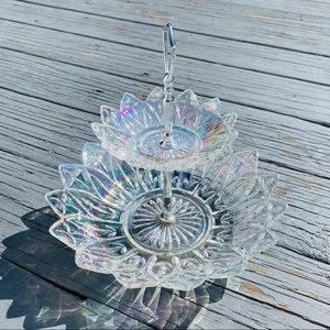 Glass reflective  decorative cookie/treat 3 tier tray serving dish